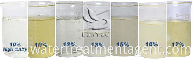 Contenido líquido transparente ligero el 10% del tratamiento de agua potable Pac 0